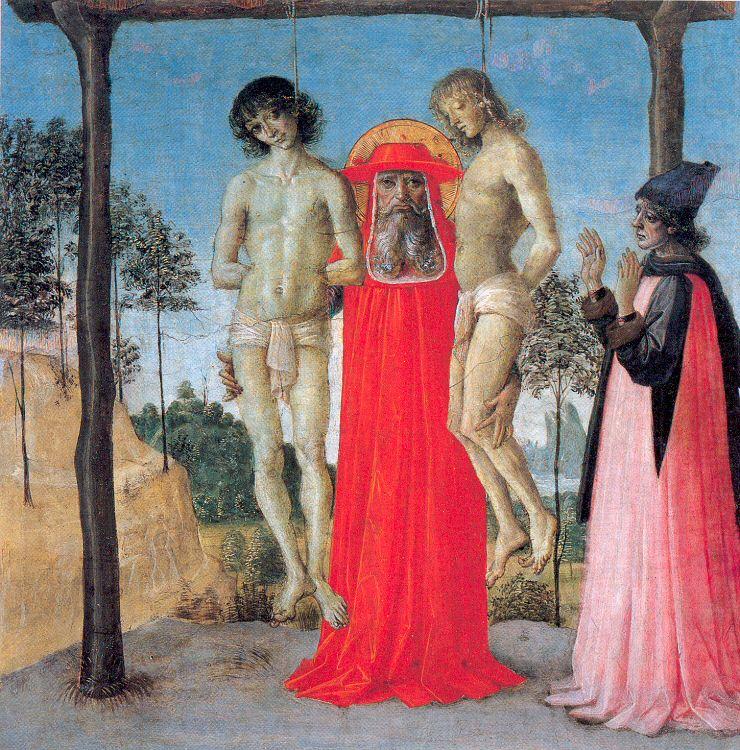 PERUGINO, Pietro St. Jerome Supporting Two Men on the Gallows china oil painting image